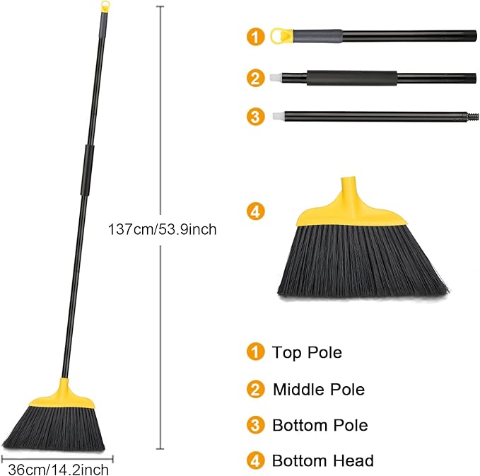 Kefanta 3 Pack Outdoor Broom Heavy-Duty Indoor Commercial Brooms 54 Inches for Courtyard Garage Restaurant Lobby Patio Mall Market Office Shop Home Kitchen Office Floor