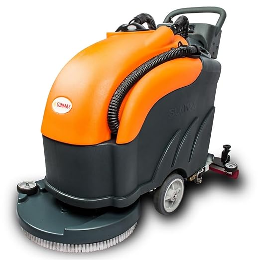 SUNMAX RT50 Walk-behind Floor Scrubber Dryer Machine, 22" Cleaning Width, 31" Suction Width, 14.5-gal Sewage Tank, 200 RPM, Complete Set of Parts