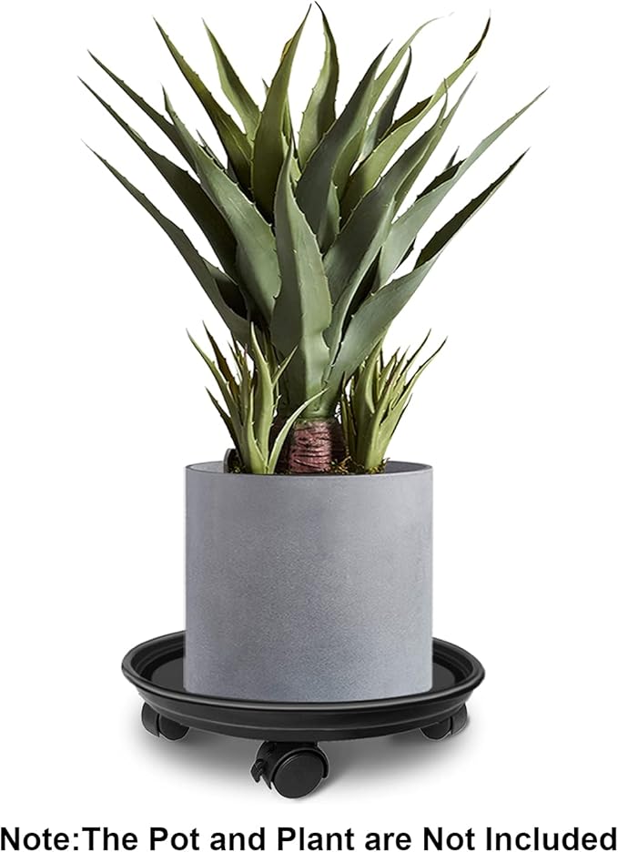 Plant Pallet Caddy, Planter Pot Rolling Mover, Plant Stand Dolly Casters with Wheels, Indoor Outdoor Plant Tray Dolly, Black