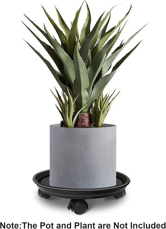 Plant Pallet Caddy, Planter Pot Rolling Mover, Plant Stand Dolly Casters with Wheels, Indoor Outdoor Plant Tray Dolly, Black