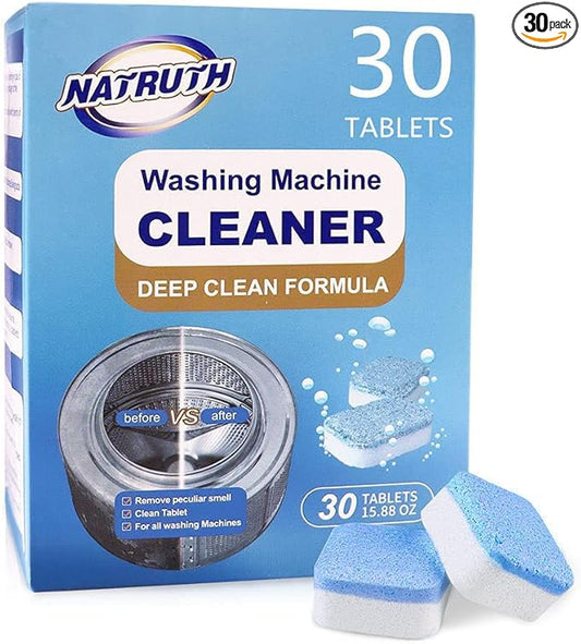 NATRUTH 30 Pack Washing Machine Cleaner Tablets, Solid Washer Deep Cleaning Tablet, Clean Inside Drum And Laundry Tub Seal