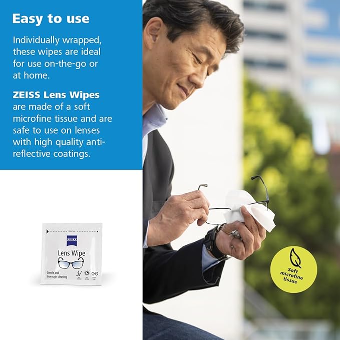 ZEISS Pre-Moistened Lens Cleaning Wipes, 200 Count