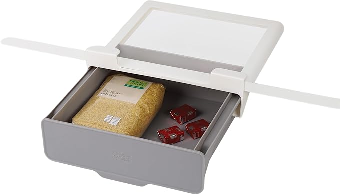 Joseph Joseph CupboardStore Under Shelf Drawer Kitchen Cabinet Storage Organizer, Space Saving, Gray/ White