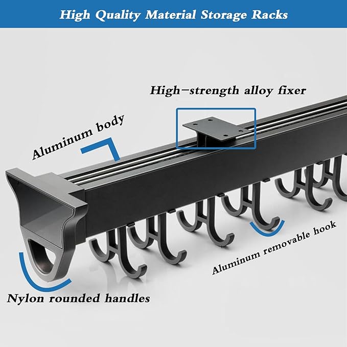 Mop and Broom Holders Pull Out Broom Storage Cabinet with Adjustable Hooks Multifunctional Slide Garage Hanging Storage Rack for Kitchen/Closet/Home/Cupboard/Wardrobe (Size : 36