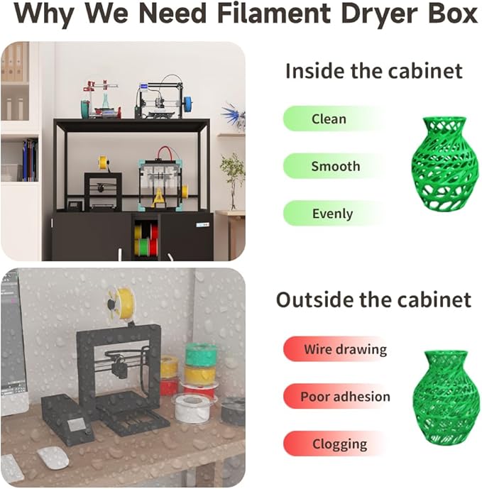 300L 3D Printer Filament Storage Cabinet with Dehumidifier | Industrial Sealed Dehumidifying Cabinet Holds 160 Rolls -Compatible with PLA/ABS/TPU (300L Black)