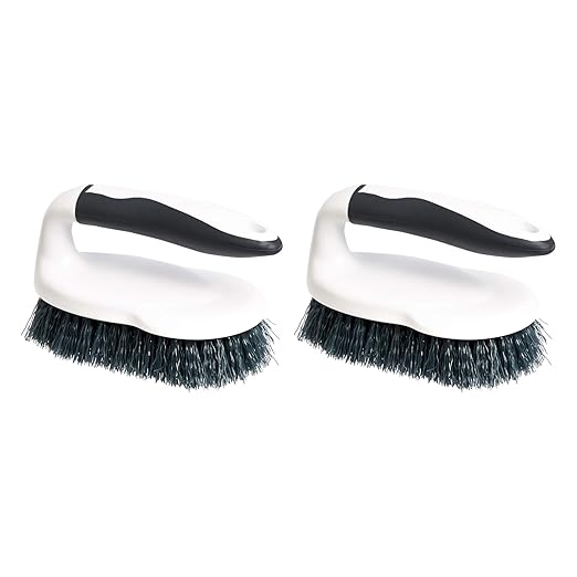 Amazon Basics All Purpose Rectangular Scrub Brush, 2-pack, White & Black