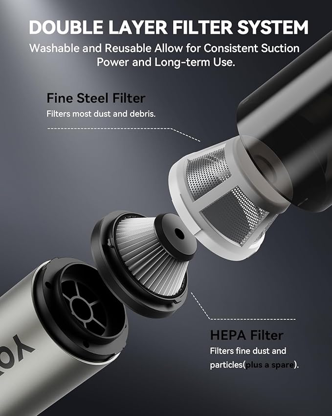 Car Vacuum, Handheld Vacuum Cordless with 21000Pa Powerful Suction & 3 Modes, 4-in-1 Portable Hand Held Mini Vacuum Cleaner Rechargeable, Ultra Light for Car Home Office (Silver)