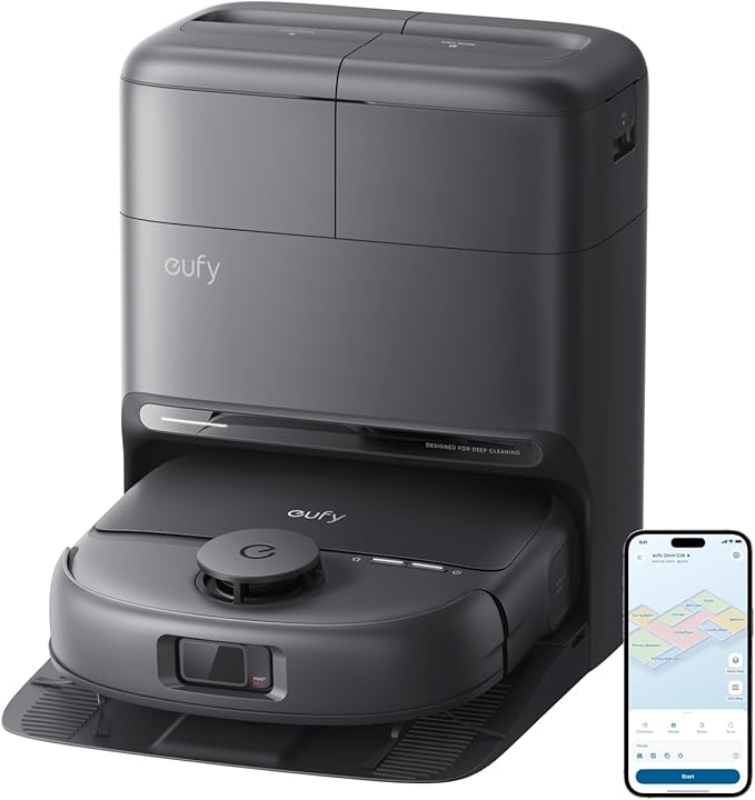 eufy Robot Vacuum C28, HydroJet™ Self-Cleaning Roller Mop, DuoSpiral™ Detangle Brush, 15,000 Pa Turbo High Suction, 5-in-1 Robot Vacuum and AI Obstacle Avoidance