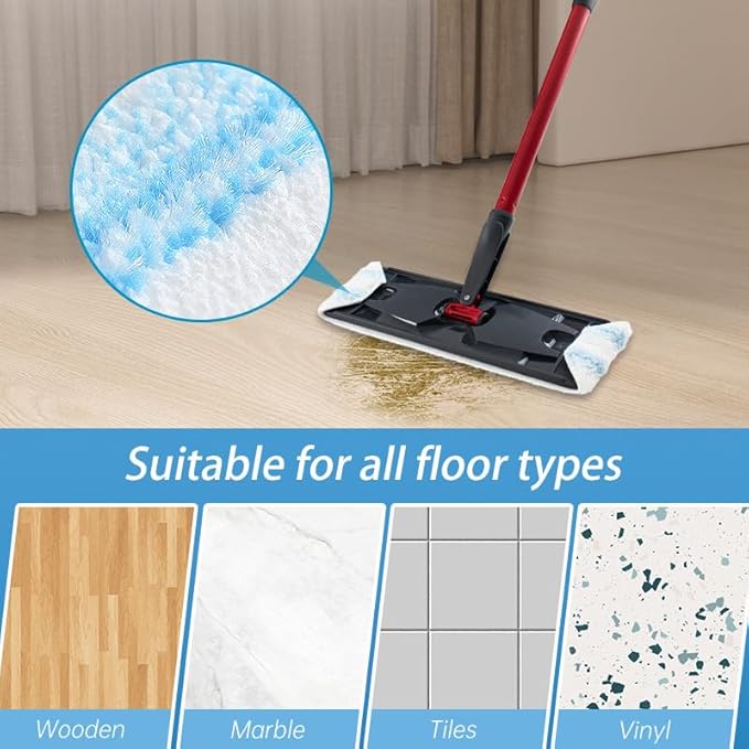 6 Pack Reusable Mop Pads Compatible with O-Cedar/Vileda H2prO System,Microfiber Pads Refills Machine Washable Up to 100 Times Wet Dry Use Suitable for All Floor Types (6 Pack)