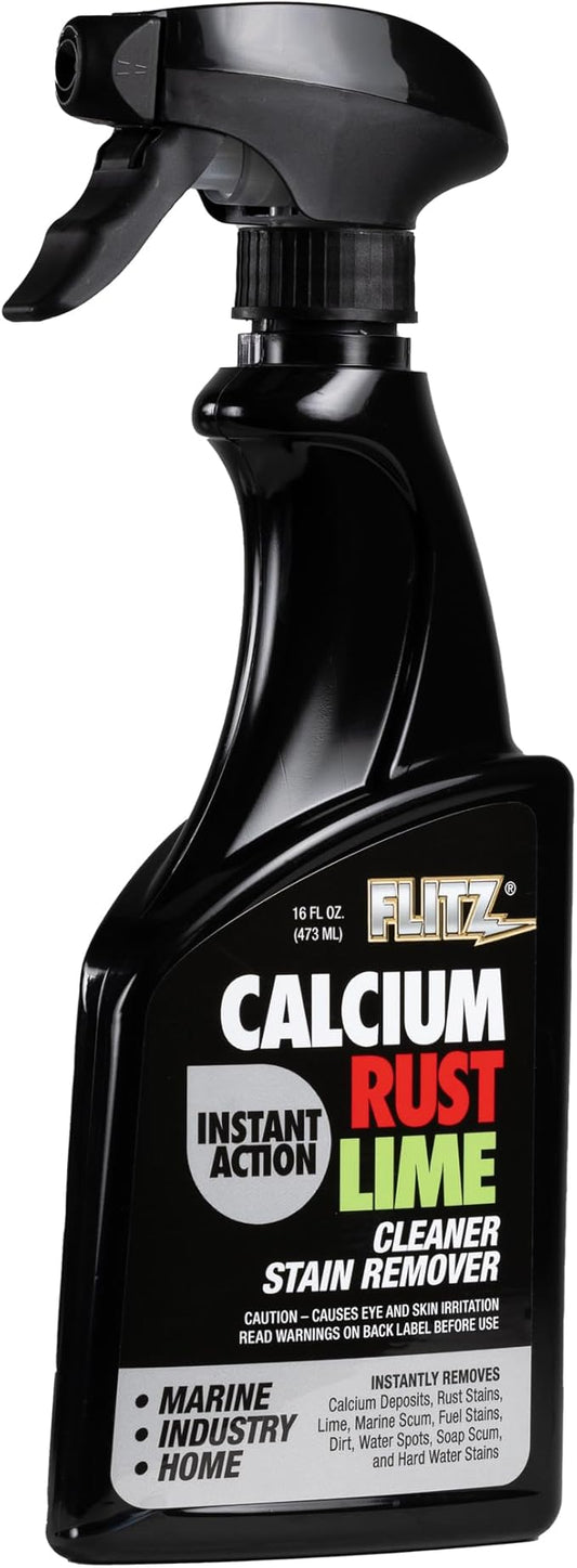 Flitz Calcium, Rust, & Lime Remover - 16oz Bottle of USA-Made Limescale Remover for Toilets, Showers, and More - Powerful Spray that Instantly Eliminates Tarnish, Grease, and Other Grime (1 Pack)