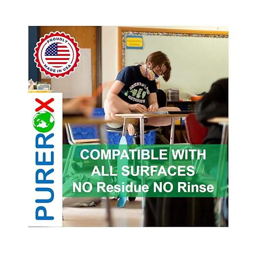 Disinfectant (1 Gallon, 4pk) Eliminate 99.9999% viruses, Norovirus, HIV, MRSA and Fungi. PUREROX Hypochlorous Technology. Hospital Grade. Use Anywhere. No Residue.No Rinse. Good All Surfaces