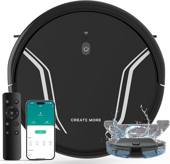 Bagotte Robot Vacuum and Mop, 5000Pa Suction, Easy Custom Smart Vacuum Robot, UItra Slim & Low Noise, Self-Charg, Remote/App/WiFi, Ideal for Hard Floor, Carpet, Pet Hair