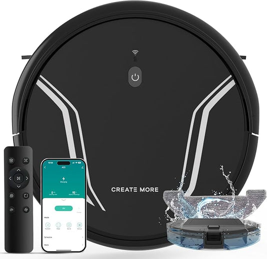 Bagotte Robot Vacuum and Mop, 5000Pa Suction, Easy Custom Smart Vacuum Robot, UItra Slim & Low Noise, Self-Charg, Remote/App/WiFi, Ideal for Hard Floor, Carpet, Pet Hair