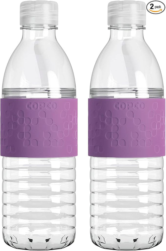 Copco Hydra Water Bottle with Spill-Resistant Lid, 16.9 oz (Set of 2) - Reusable Tritan Non-Slip Sleeve, Twist-Open Body - BPA-Free, Leak-Proof, Durable & Portable for Gym, Office, School (Purple)