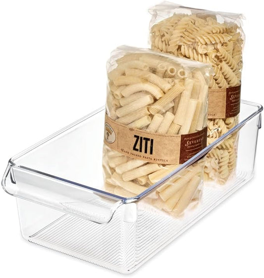 iDesign Linus Plastic Fridge and Freezer Storage Organizer Bin with Handle, Clear Container for Food, Drinks, Produce Organization, BPA-Free , 11.5" x 6" x 3.5", Clear