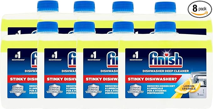 Finish Dual Action Dishwasher Cleaner Lemon Sparkle 250 ml (Pack of 8)