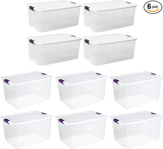 Sterilite 116 Quart and 66 Quart Multipurpose Ultra Storage Tote Box Storage Containers for Home or Office Organization, Clear, 4 Pack and 6 Pack