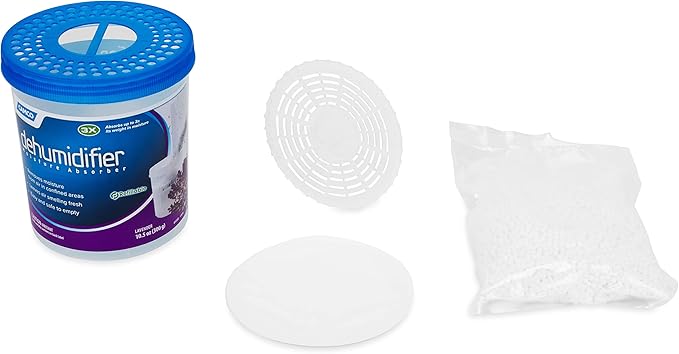 Camco Dehumidifier Moisture Absorber - Absorbs Up to 3x Its Weight in Water, Reduces Moisture and Humidity in Offices, Closets, Bathrooms, Kitchens, Boats, RVs and More – Refillable (44280)