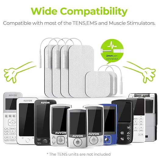 AUVON 36-Pack TENS Unit Replacement Pads for TENS Unit, 2 Sizes Electrodes Pads Combination Set, Reusable and Latex Free Pigtail TENS Pads Compatible with TENS 7000, Etekcity TENS EMS Machine
