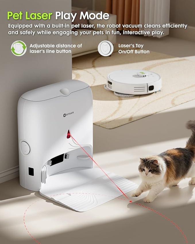 V5 PRO Robot Vacuum and Mop Combo, 10000Pa Suction, Self-Emptying Station, LDS Laser Navigation, Tangle-Free Brush for Pet Hair, Deodorizing Spray, Liftable Mop