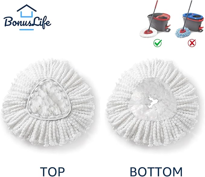 BonusLife Replacement Part Set for Oceda EasyWring Spin Mop 1-Tank System Only, 1 Handle, 1 Base, 4 Refills