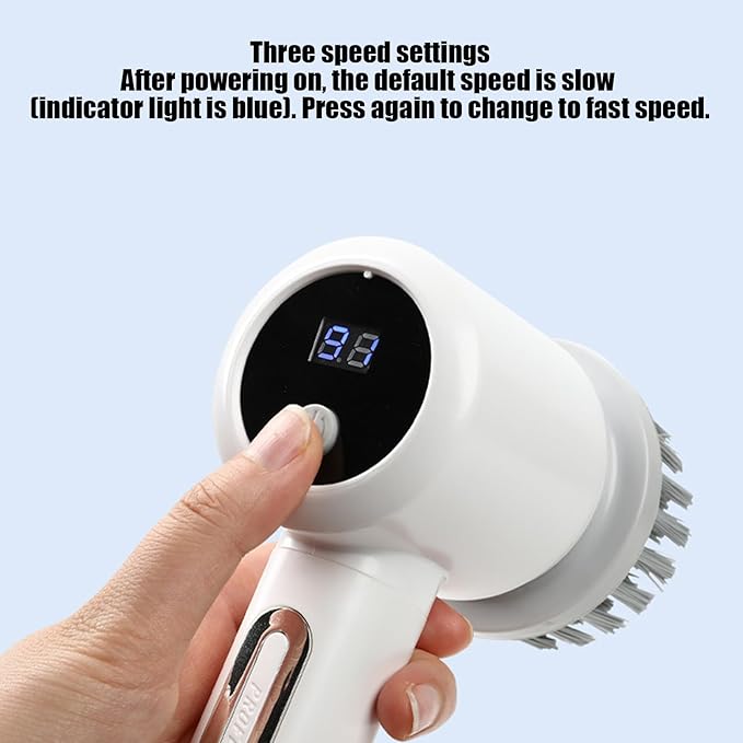 Electric Scrubber for Cleaning - 3-Level Electric Adjustable Household Tool with 5 Brush Heads,Shower Cleaner Brush - for Bathtub Tile Grout Floor Toilet Kitchen Wall Home Household Apartment Car Base