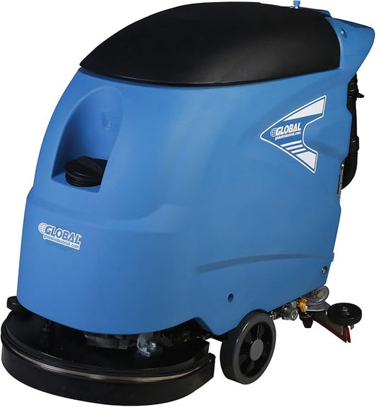 Global Industrial Commercial Electric Walk-Behind Auto Floor Scrubber, Corded, 20"W Cleaning Path & 30"W Squeegee, 12 Gal. Solution Tank, 15 Gal. Recovery Tank