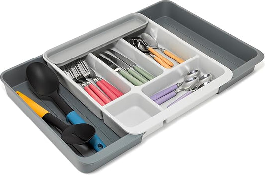 Joseph Joseph DrawerStore Expanding Flatware Cutlery Organizer, Expandable Utensil Tray for Kitchen Drawer, Recycled Plastic