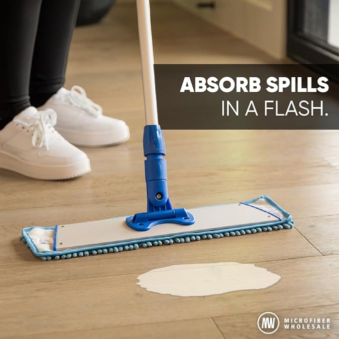 18" Mucho Mop Microfiber Mop System - Mops for Floor Cleaning - Hardwood Floor Mop for Tile, Laminate, Wood, Vinyl Floors | Washable Pads | Dry & Wet Mopping