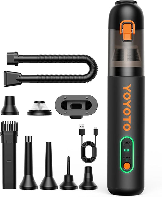 Car Vacuum, Handheld Vacuum Cordless with 21000Pa Powerful Suction & 3 Modes, 4-in-1 Portable Hand Held Mini Vacuum Cleaner Rechargeable, Ultra Light for Car Home Office (Black)