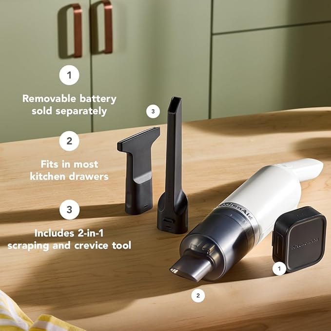 KitchenAid Go Cordless Kitchen Vacuum - Battery Sold Separately, KKVR100, Porcelain White