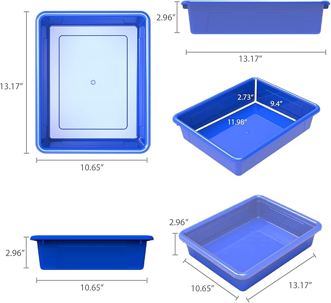 Storex Letter Size Flat Storage Tray – Organizer Bin for Classroom, Office and Home, Assorted Colors, 5-Pack (62514A05C)