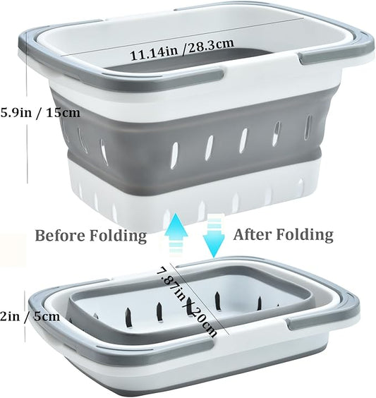 Haundry Portable Shower Caddy Basket, Foldable Caddy Basket with Handles, Collapsible Storage Organizer for Bathroom, Kitchen, College Dorm,Gym (Grey)
