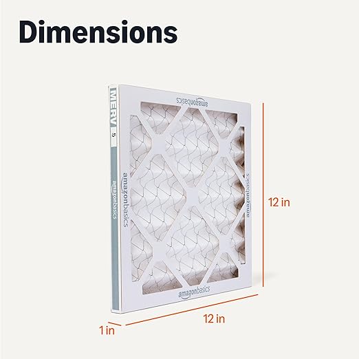 Amazon Basics MERV 5 AC Furnace Air Filter, 12x12x1 inches, 6-Pack (Actual size: 11.75" x 11.75" x 0.75")