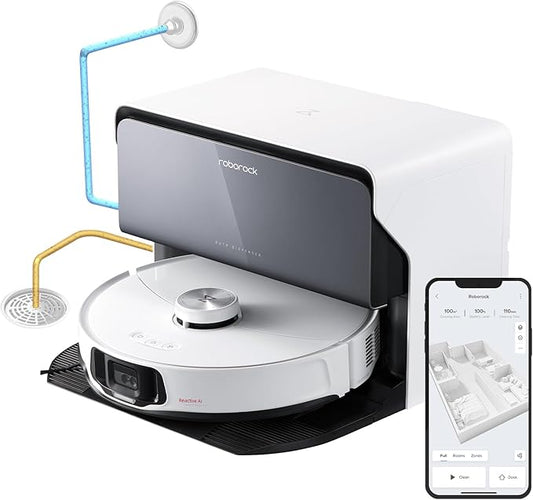 roborock S8 MaxV Ultra with Refill & Drainage System Robot Vacuum and Mop, Check Installation Space First, FlexiArm Design, Auto Mop Wash&Dry 10000Pa Suction, Obstacle Avoidance, 20mm Auto Mop Lifting