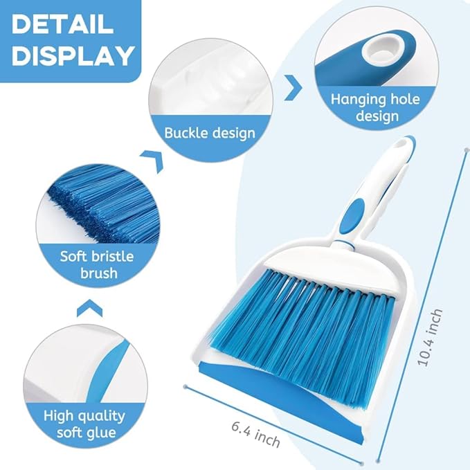 Broom Dustpan Brush Small Dust pan : Mini Broom and Dustpan Set Mini Dust pan and Brush Set Whisk Broom and Dustpan Set Small Broom and Dust pan Set for Desk, Home,Tent (3 Set)