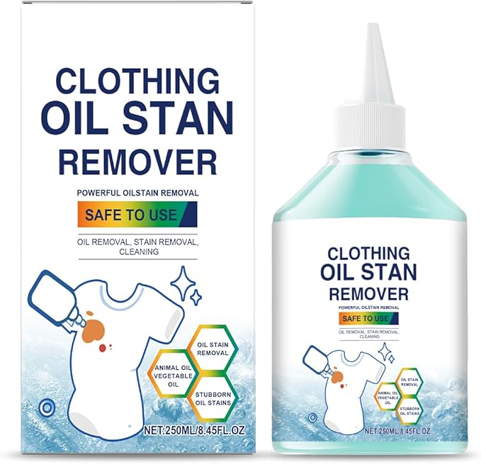 Instant Oil Stain Remover for Clothes, Quick and Easy Grease Removal, Fabric Stain Remover For Cooking, Engine, Dried Oil And Grease Stains, Safe for All Fabric Types