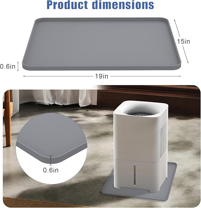 Dehumidifier Drip Pan, 19''X15'' Silicone Dehumidifier Drip Pan with Raised Edge, Upgraded Silicone Air Conditioner Drip Tray to Prevent Water Leakage and Protect (Gren)