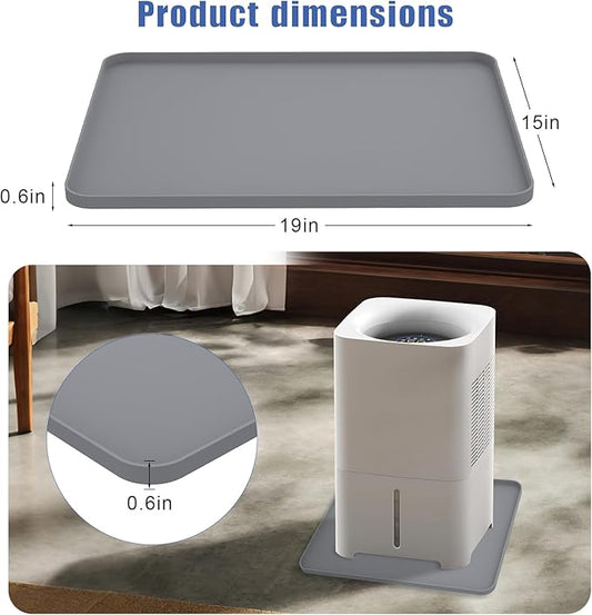 Dehumidifier Drip Pan, 19''X15'' Silicone Dehumidifier Drip Pan with Raised Edge, Upgraded Silicone Air Conditioner Drip Tray to Prevent Water Leakage and Protect (Gren)