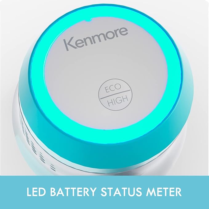 Kenmore DS4065 Cordless Stick Vacuum 1L Capacity Lightweight Cleaner 2-Speed Power Suction LED Headlight 2-in-1 Handheld for Hardwood Floor, Carpet & Dog Hair, Blue, DS4065