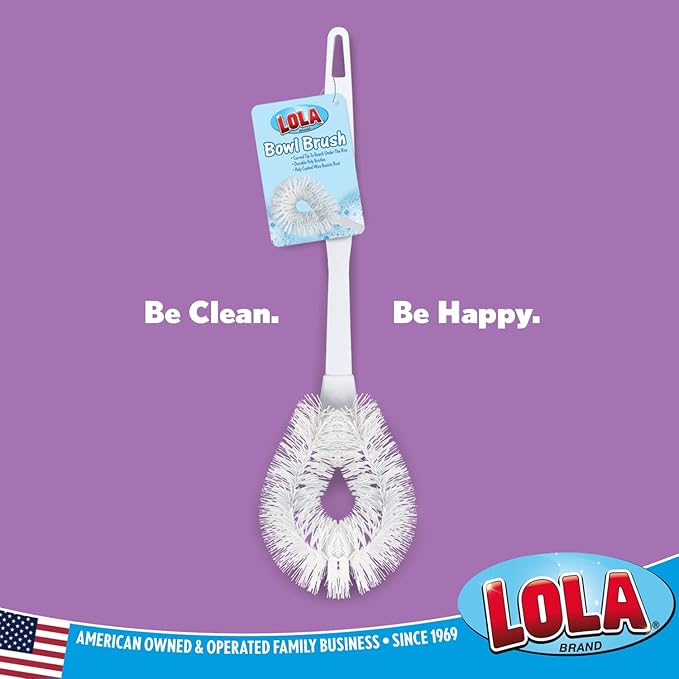LOLA Toilet Bowl Brush w/Curved Head, 4 Pack, Coated Wire, Durable Poly Bristles, Reaches Under Toilet Bowl Rim