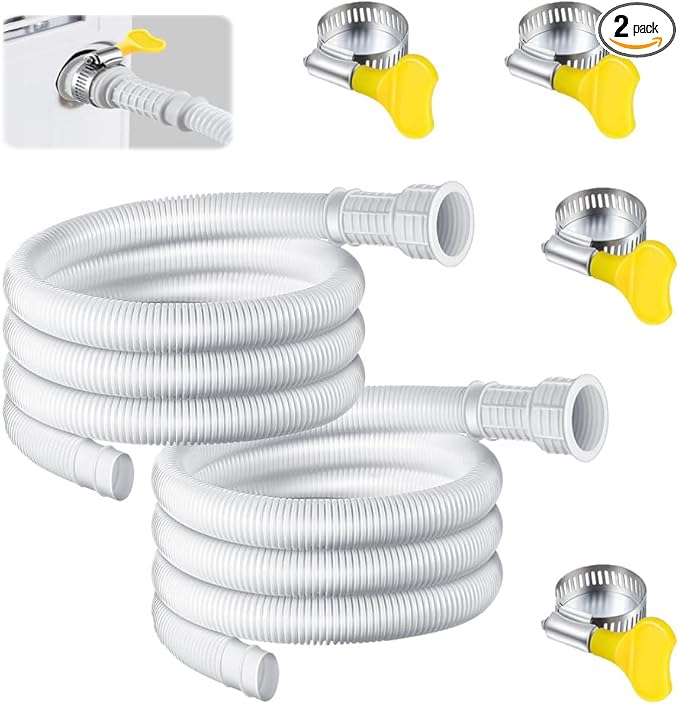 Dehumidifier Hose, Universal Portable AC Drain Hose & Mini Split Drain Hose - 2-Pack 13FT AC Drainage Line Extension Compatible with Arctic King Portable Air Conditioner (Cut-to-Fit with 4 Clamps)