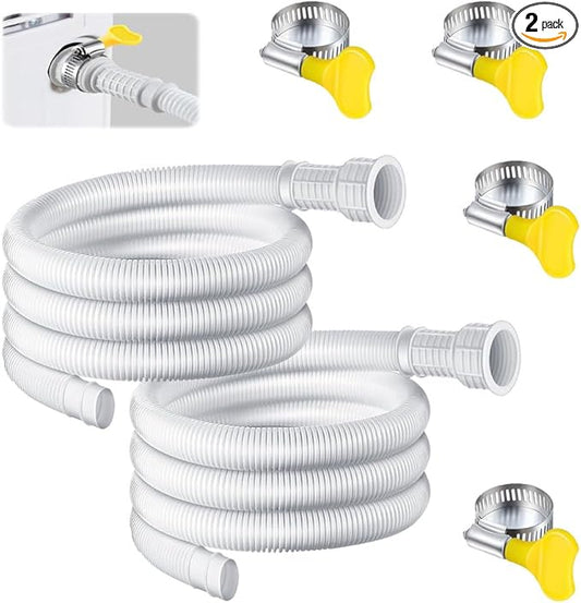 Dehumidifier Hose, Universal Portable AC Drain Hose & Mini Split Drain Hose - 2-Pack 13FT AC Drainage Line Extension Compatible with Arctic King Portable Air Conditioner (Cut-to-Fit with 4 Clamps)