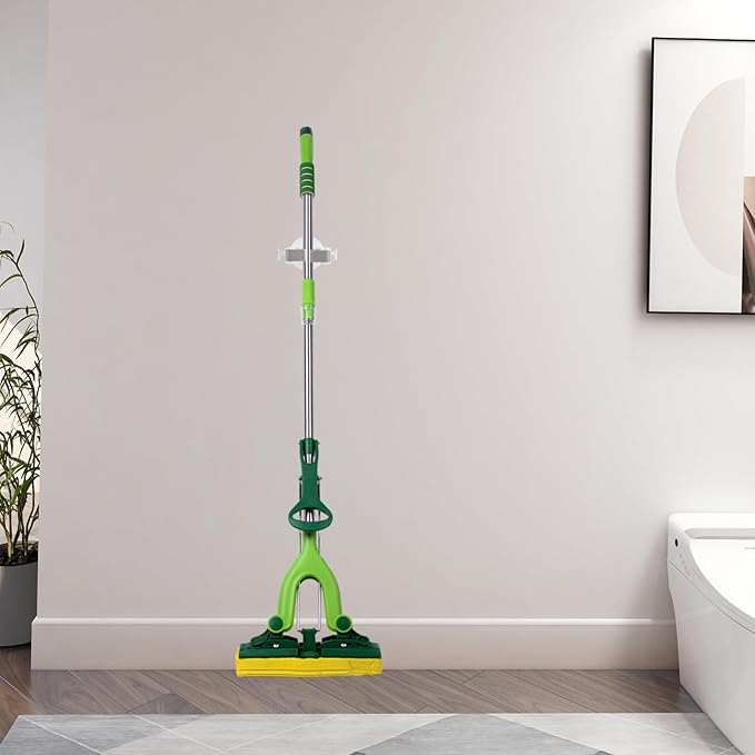 PRETYZOOM Mop and Broom Holders Wall Mounted Broom Rack Self Adhesive No Nails Required for Bathroom Kitchen