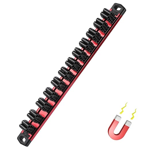 WORKPRO Magnetic Screwdriver Organizer and Wrench Organizer, Aluminum Rail Magnetic Tool Organizer, Tool Holder, Toolbox Organization, 12-Slot Screwdriver and Wrench Holder (Tools not Included)