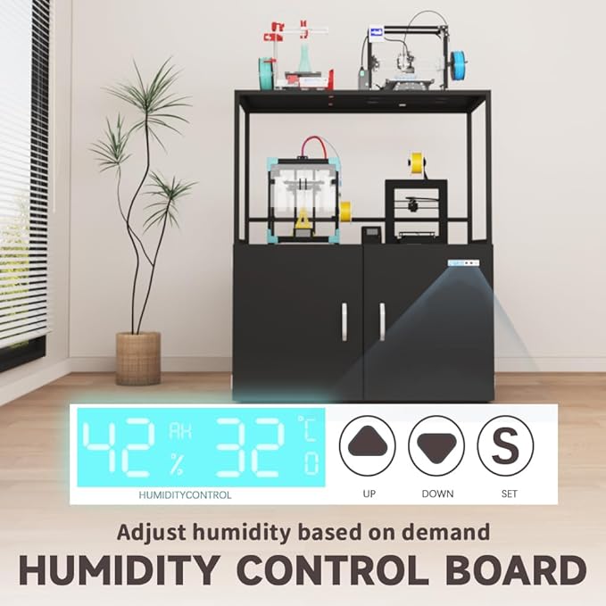 300L 3D Printer Filament Storage Cabinet with Dehumidifier | Industrial Sealed Dehumidifying Cabinet Holds 160 Rolls -Compatible with PLA/ABS/TPU (300L Black)