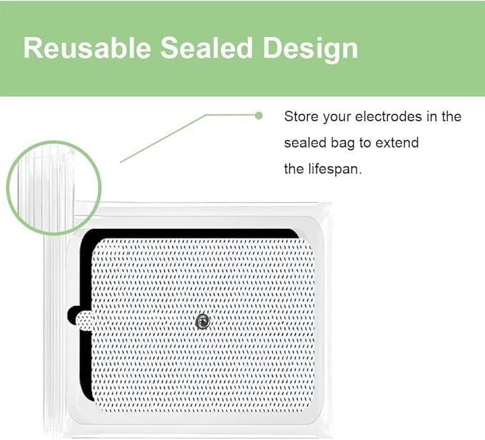 TENS Unit Electrode Pads for Waist and Lower Back Pain Relief Standard 3.5mm Snap-on 4x4" Large Reusable TENS Unit Pads Premium Non-Irritating TENS Pads Replacement Self-Adhesive Electrode Pads-6Pcs