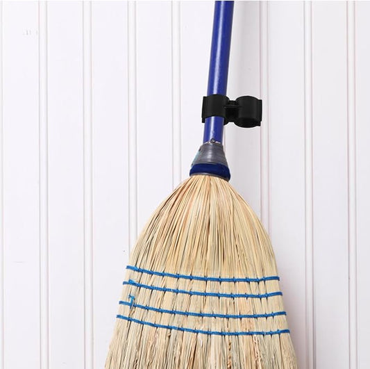 OUNONA Double Pipe Clamp Dustpan Broom Connector Clip 2.36 Inch Plastic Fastener for Secure Broom Handle Attachment and Space-Saving Storage