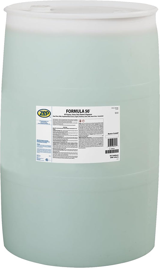 Zep Formula 50 Cleaner and Degreaser - 55 Gallon (1 Drum) 85985 - All-Purpose, Heavy-Duty, Use on Floors, Walls, Unpainted Metal Surfaces, Engines, Grills, Ovens and Fans