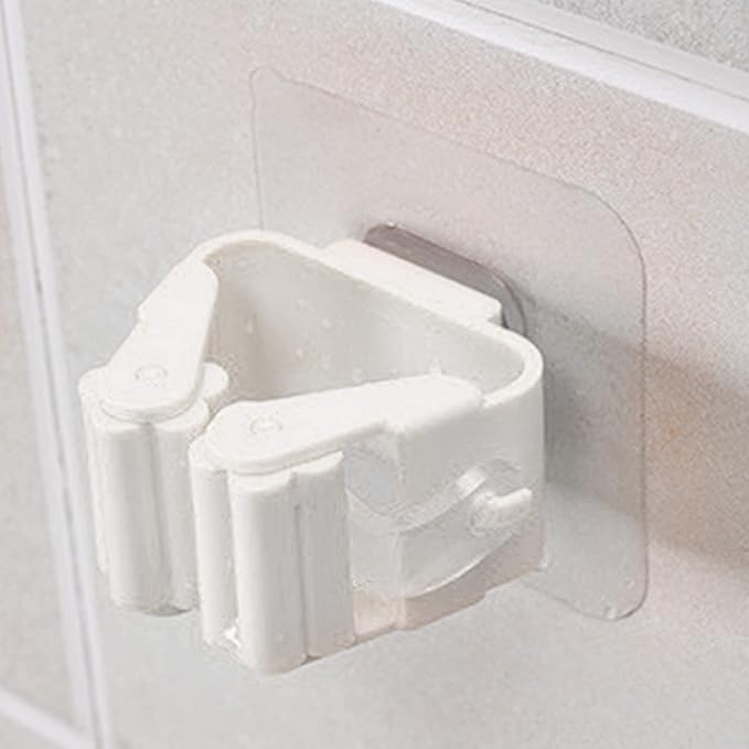 EVTSCAN 3pcs Mop and Broom Holder - Wall Mounted Broom Organizer Laundry Room Home Garden Garage Storage and Organization Rack(White)